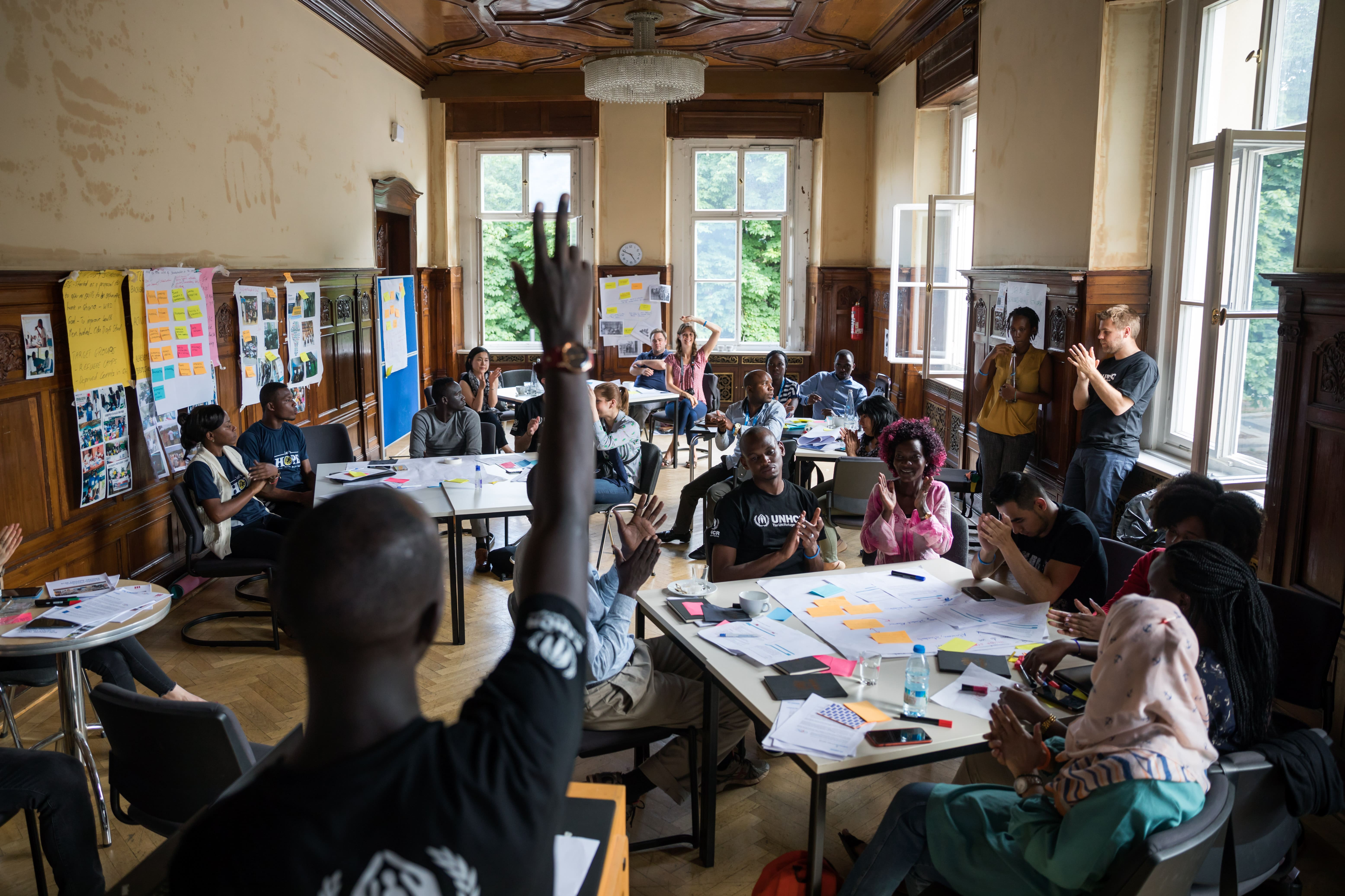 DAFI students attend a workshop in Berlin held by Kiron, an NGO providing open access to education for refugees through digital solutions.