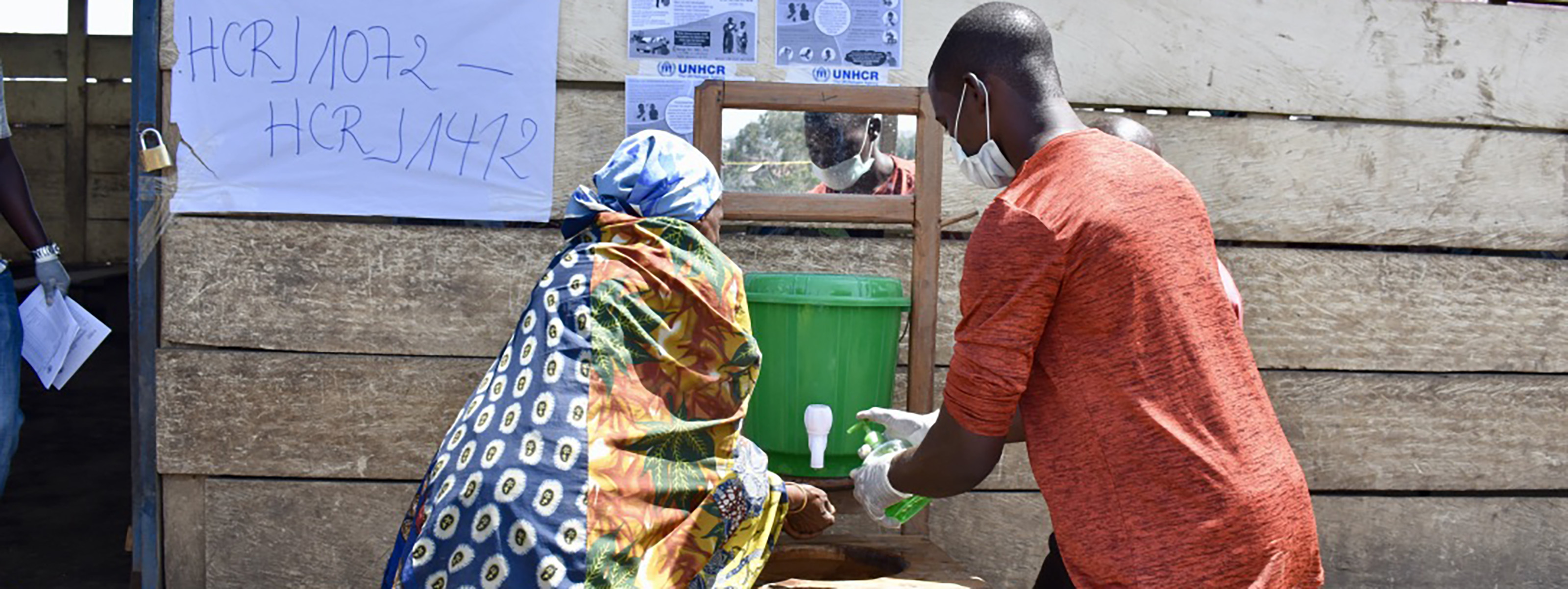 Refugees washing their hands in the DRC