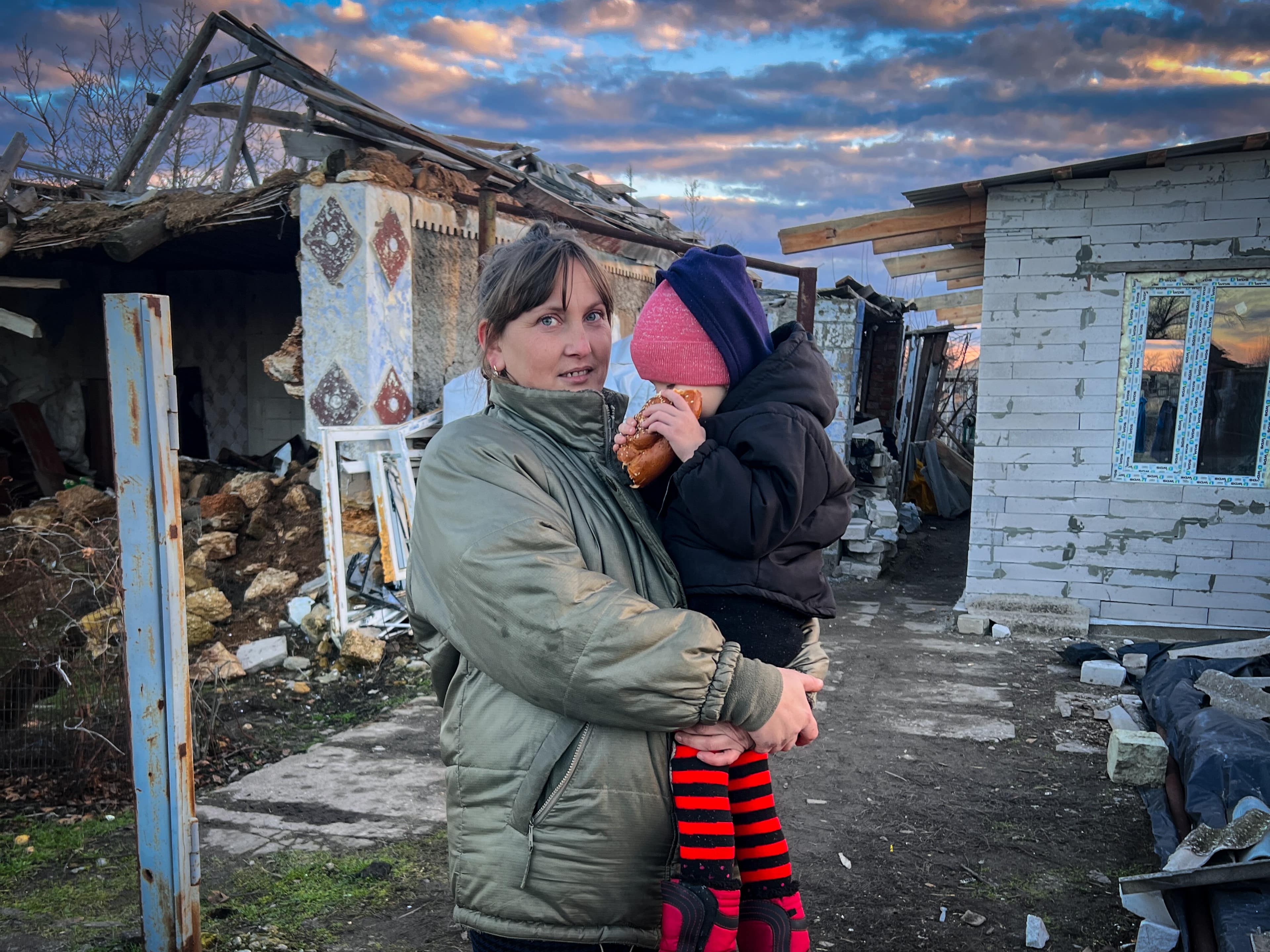 Single mother of three rebuilds her home in war-torn village of Ukraine